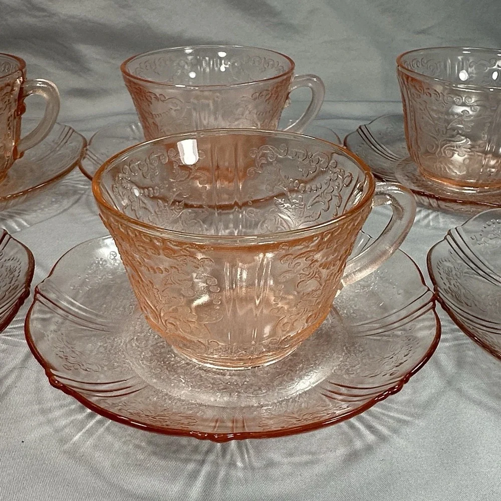 Vtg Macbeth Evans American Sweetheart Pink Depression Glass‎ 2pc Cup Saucer Set